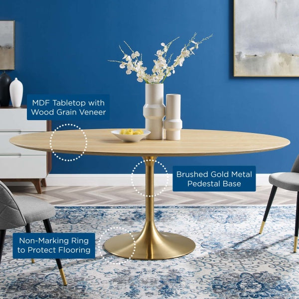 Lippa 78" Oval Artificial Marble Dining Table By Modway