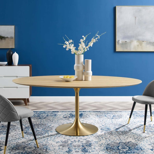 Lippa 78" Oval Artificial Marble Dining Table By Modway
