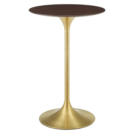 Lippa 28" Wood Bar Table Gold Cherry Walnut By Modway