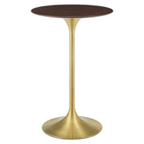 Lippa 28" Wood Bar Table Gold Cherry Walnut By Modway