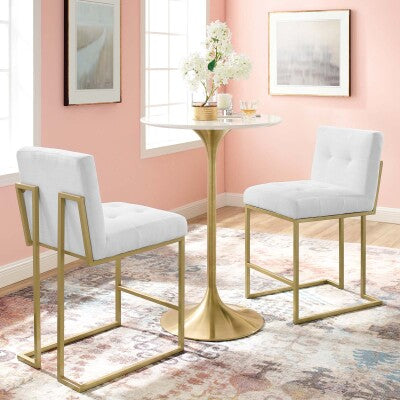 Privy Counter Stool Upholstered Fabric Set of 2 by Modway