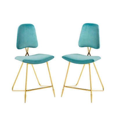 Ponder Counter Stool Performance Velvet (Set of 2) | Polyester by Modway