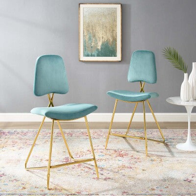 Ponder Counter Stool Performance Velvet (Set of 2) | Polyester by Modway
