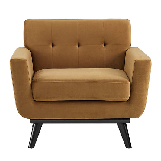 Engage Performance Velvet Armchair in Cognac by Modway