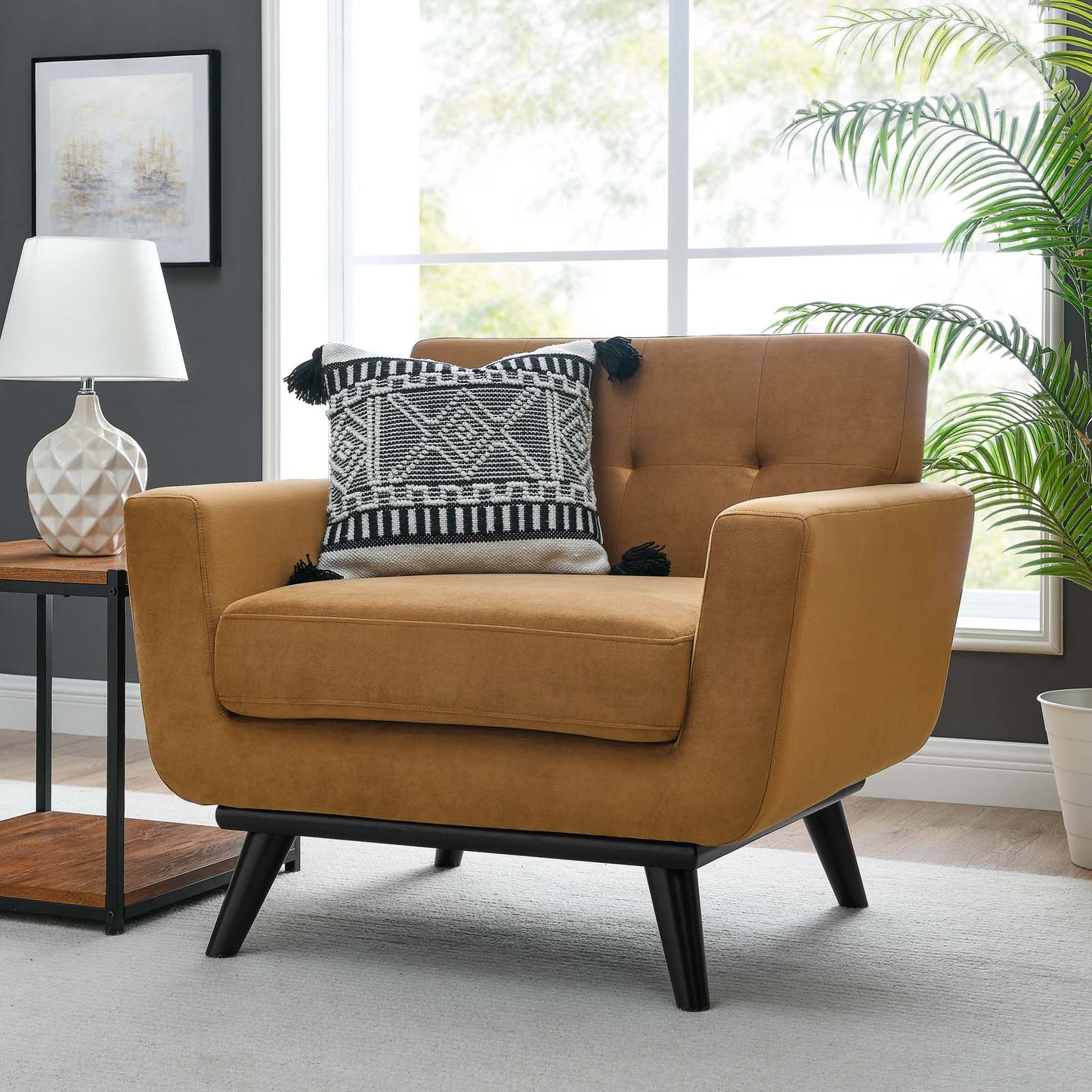 Engage Performance Velvet Armchair in Cognac by Modway