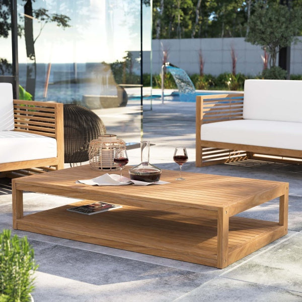 Carlsbad Teak Wood Outdoor Patio Coffee Table in Natural by Modway