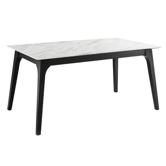 Juxtapose 63" Rectangular Performance Artificial Marble Dining Table in Black White By Modway