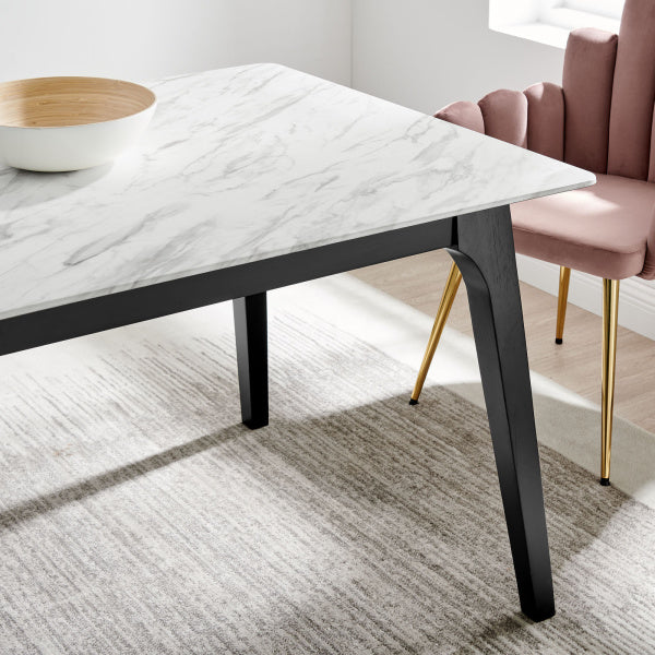 Juxtapose 63" Rectangular Performance Artificial Marble Dining Table in Black White By Modway