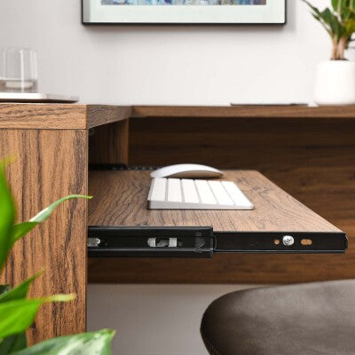 Venture L-Shaped Wood Office Desk in Walnut by Modway