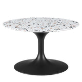 Lippa 28" Round Terrazzo Coffee Table in Black White by Modway