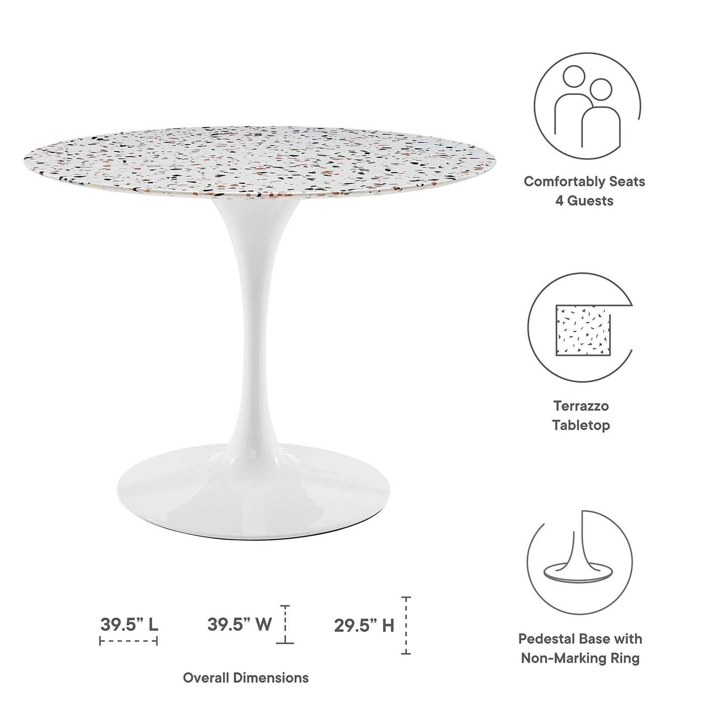 Lippa 40" Round Terrazzo Dining Table By Modway