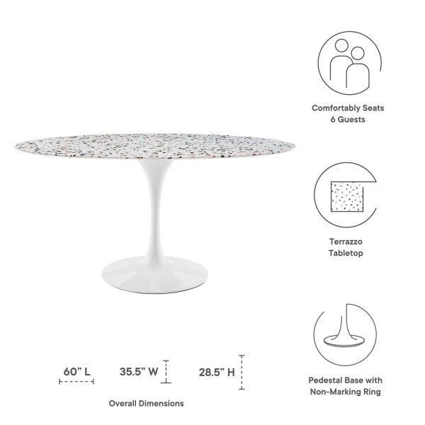 Lippa 60" Oval Terrazzo Dining Table By Modway
