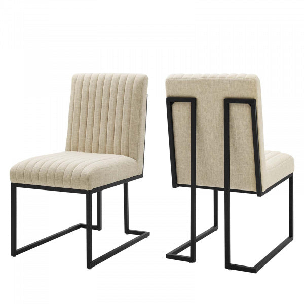 Indulge Channel Tufted Fabric Dining Chairs (Set of 2) by Modway