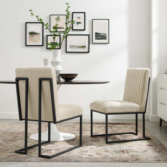 Indulge Channel Tufted Fabric Dining Chairs (Set of 2) by Modway