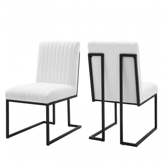 Indulge Channel Tufted Fabric Dining Chairs (Set of 2) by Modway