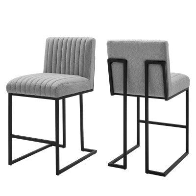 Indulge Channel Tufted Fabric Counter Stools (Set of 2) | Polyester by Modway