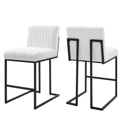 Indulge Channel Tufted Fabric Counter Stools (Set of 2) | Polyester by Modway