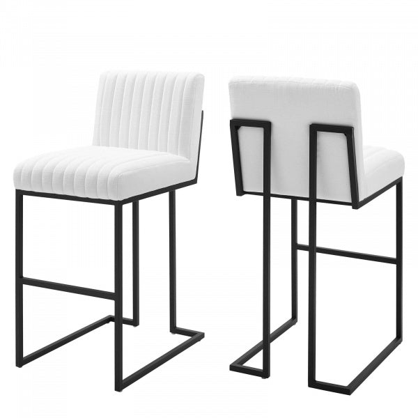 Indulge Channel Tufted Fabric Bar Stools - Set of 2 Beige | Polyester by Modway