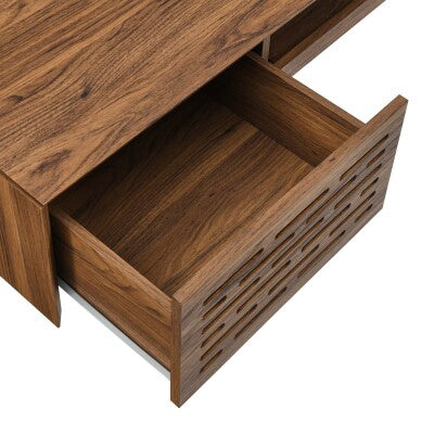 Merit 60" Wall Mount Wood Office Desk in Walnut by Modway