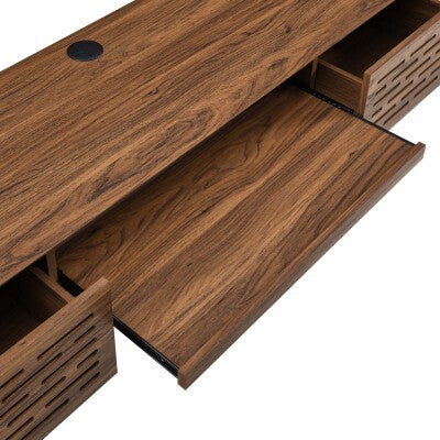 Merit 60" Wall Mount Wood Office Desk in Walnut by Modway