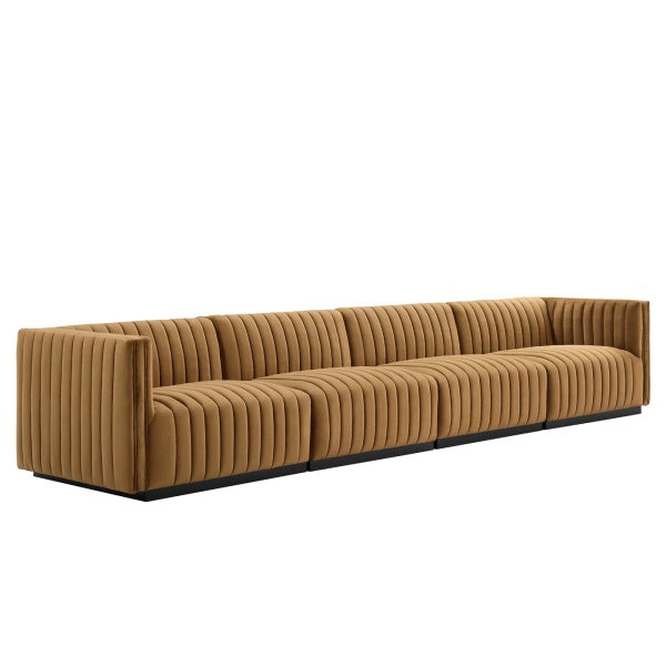 Conjure Channel Tufted Performance Velvet 4-Piece Sofa By Modway