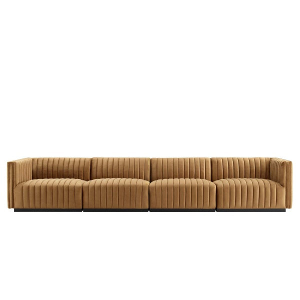 Conjure Channel Tufted Performance Velvet 4-Piece Sofa By Modway