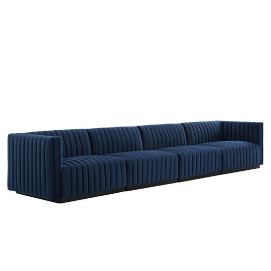 Conjure Channel Tufted Performance Velvet 4-Piece Sofa By Modway