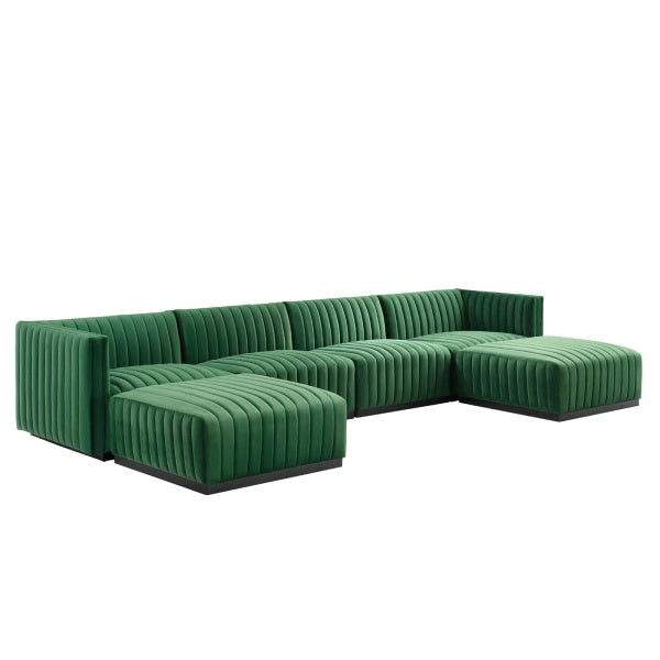 Conjure Channel Tufted Upholstered Fabric 6-Piece Sectional Sofa
