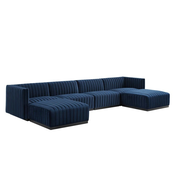 Conjure Channel Tufted Upholstered Fabric 6-Piece Sectional Sofa