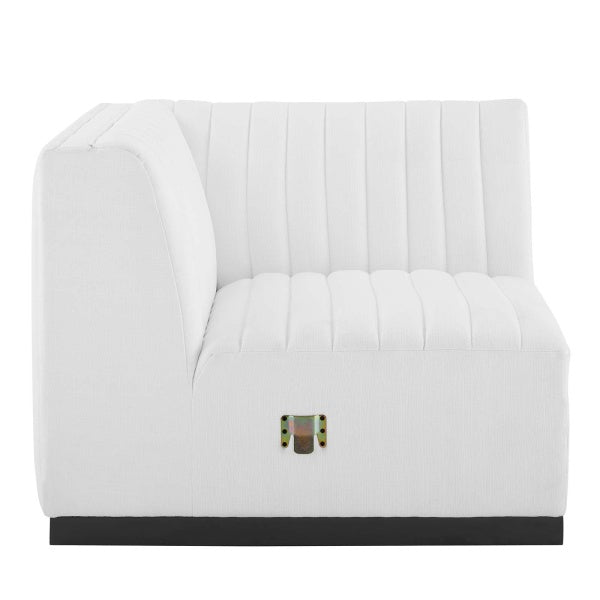 Conjure Channel Tufted Upholstered Fabric 4-Piece L-Shaped Sectional