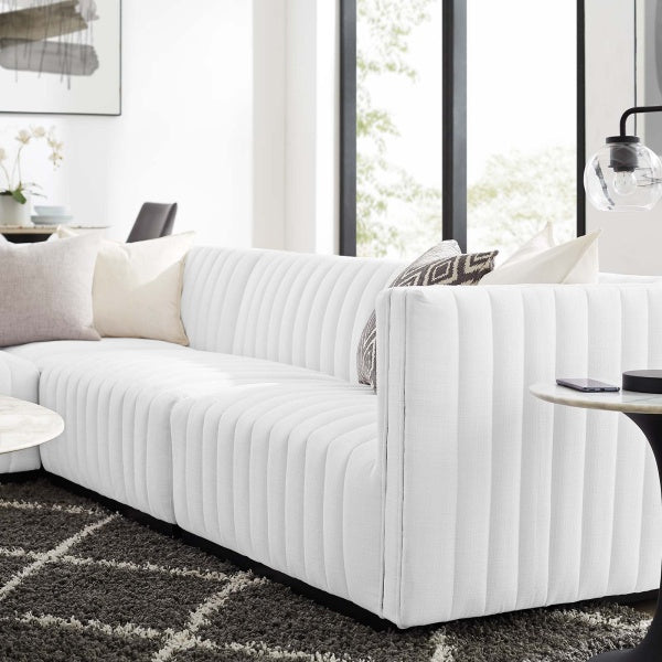 Conjure Channel Tufted Upholstered Fabric 4-Piece L-Shaped Sectional