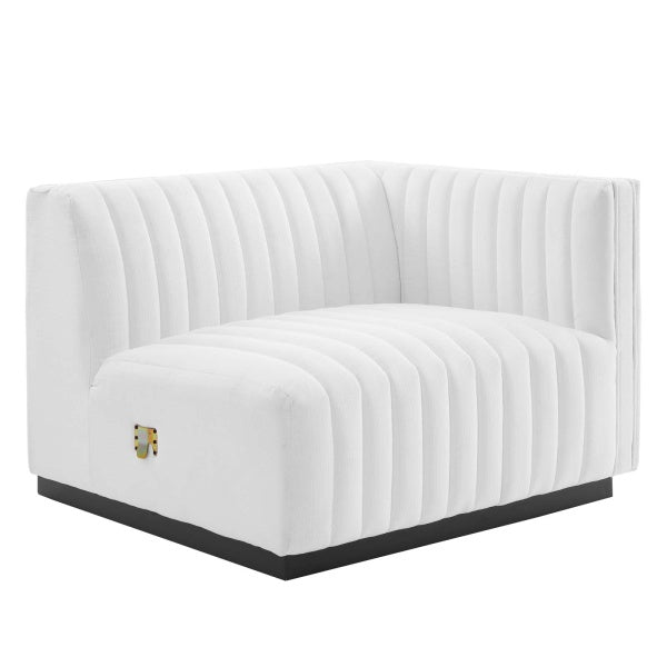 Conjure Channel Tufted Upholstered Fabric 4-Piece L-Shaped Sectional