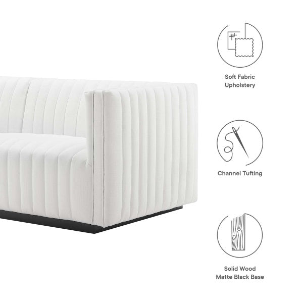 Conjure Channel Tufted Upholstered Fabric 4-Piece L-Shaped Sectional