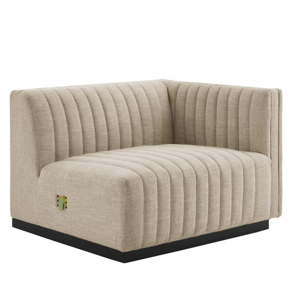 Conjure Channel Tufted Upholstered Fabric 5-Piece L-Shaped Sectional