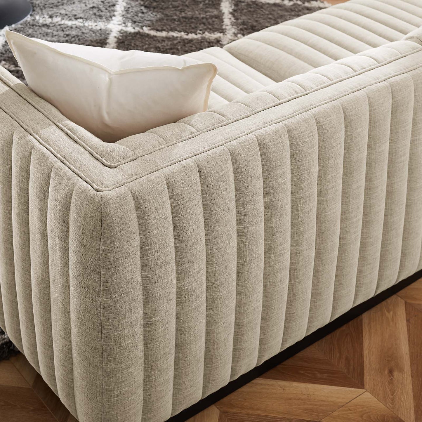 Conjure Channel Tufted Upholstered Fabric 5-Piece L-Shaped Sectional