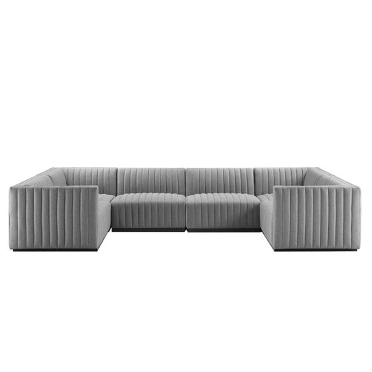 Conjure Channel Tufted Upholstered Fabric 6-Piece U-Shaped Sectional