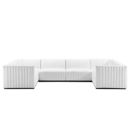 Conjure Channel Tufted Upholstered Fabric 6-Piece U-Shaped Sectional