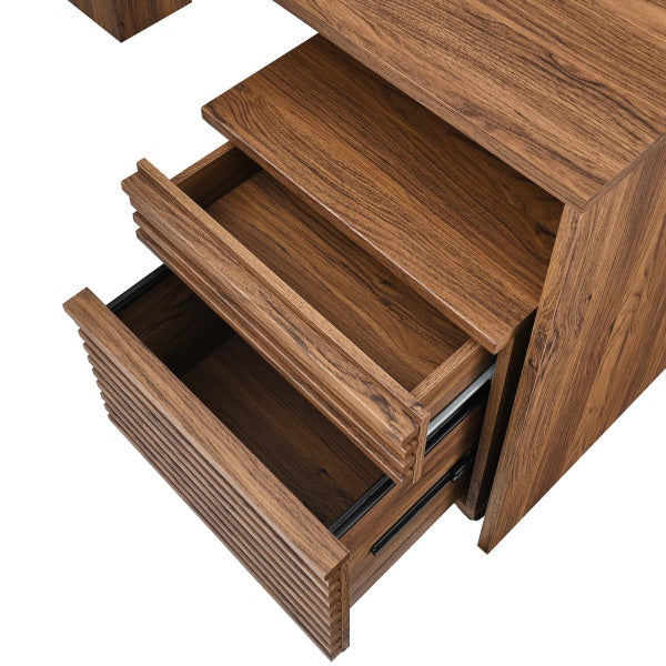 Render Wood Desk and File Cabinet Set By Modway