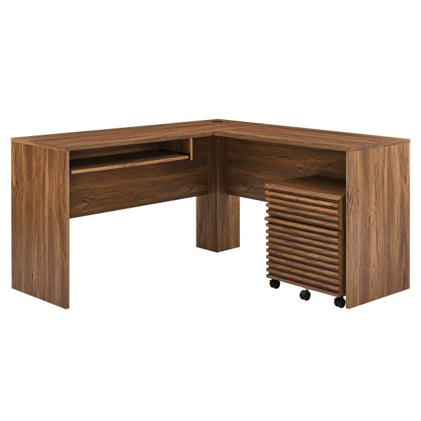 Render Wood Desk and File Cabinet Set By Modway