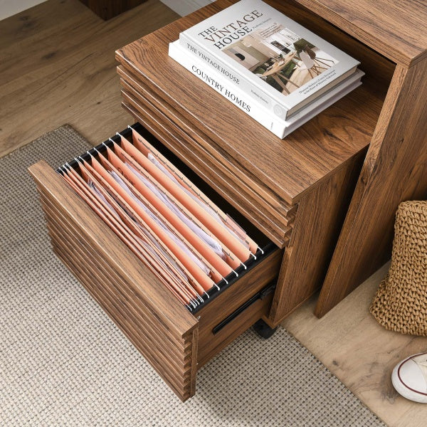 Render Wood Desk and File Cabinet Set By Modway
