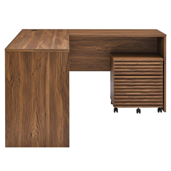 Render Wood Desk and File Cabinet Set By Modway