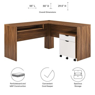Transmit Wood Desk and File Cabinet Set