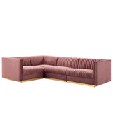Sanguine Channel Tufted Performance Velvet 4-Piece Left-Facing Modular Sectional Sofa