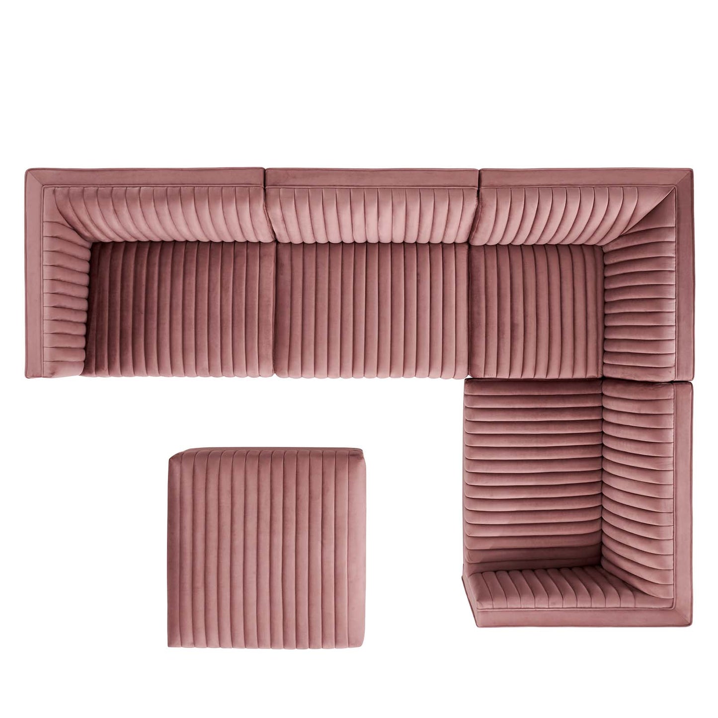 Sanguine Channel Tufted Performance Velvet 5-Piece Right-Facing Modular Sectional Sofa