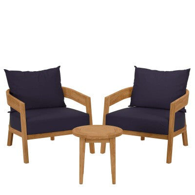 Brisbane 3-Piece Teak Wood Outdoor Patio Outdoor Patio Set