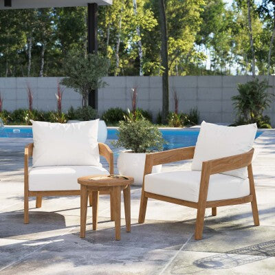 Brisbane 3-Piece Teak Wood Outdoor Patio Outdoor Patio Set