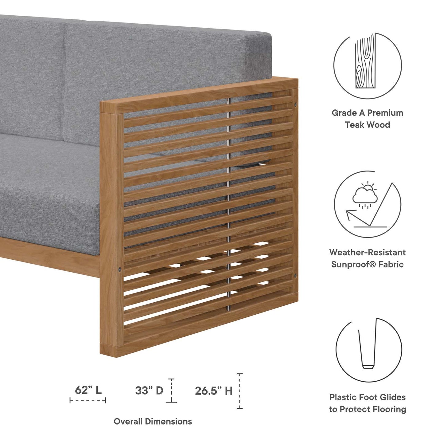 Carlsbad 6-Piece Teak Wood Outdoor Patio Outdoor Patio Set