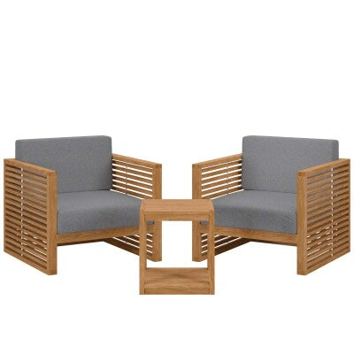 Carlsbad 3-Piece Teak Wood Outdoor Patio Outdoor Patio Set
