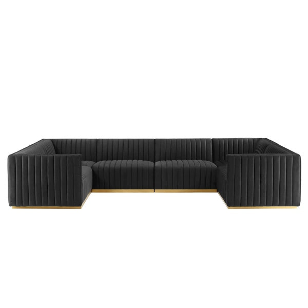 Conjure Channel Tufted Performance Velvet 6-Piece U-Shaped Sectional
