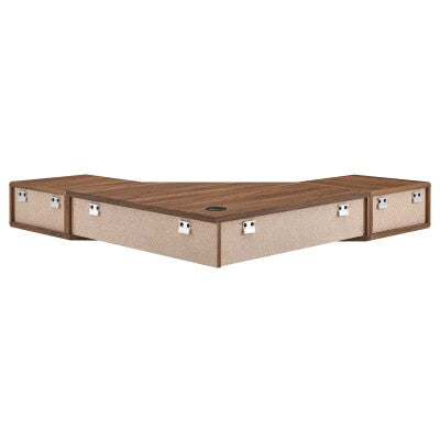 Transmit 47" Wall Mount Corner Walnut Office Desk in Walnut White by Modway